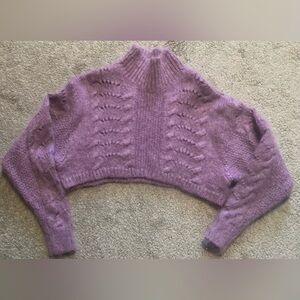 Free People Chunky Knit Crop Sweater Long Sleeve Size Small  dark Mauve Color